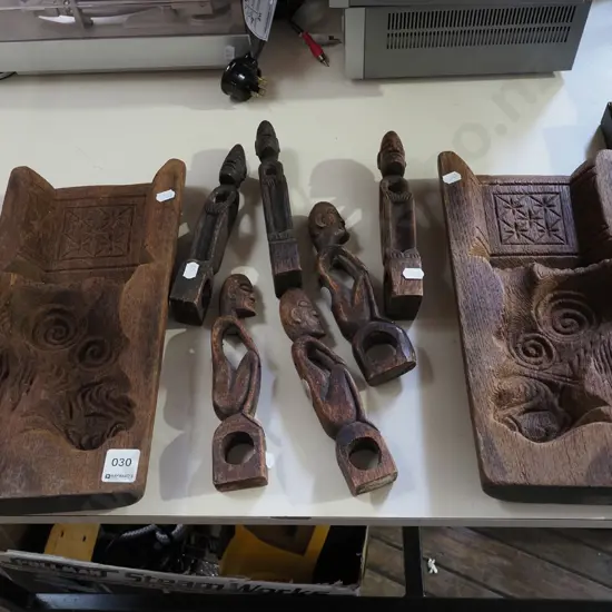 carved wooden 2 piece moulds, ethnic figures