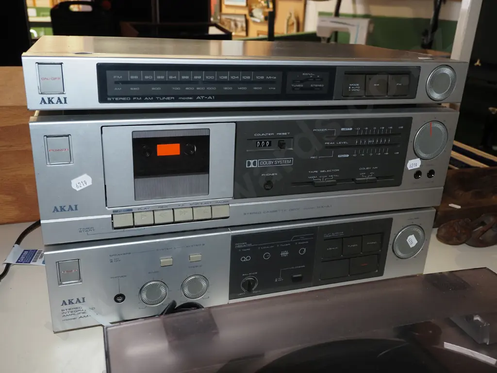 Denon turntable, Akai tuner, tape cassette, amplifier Image 1++