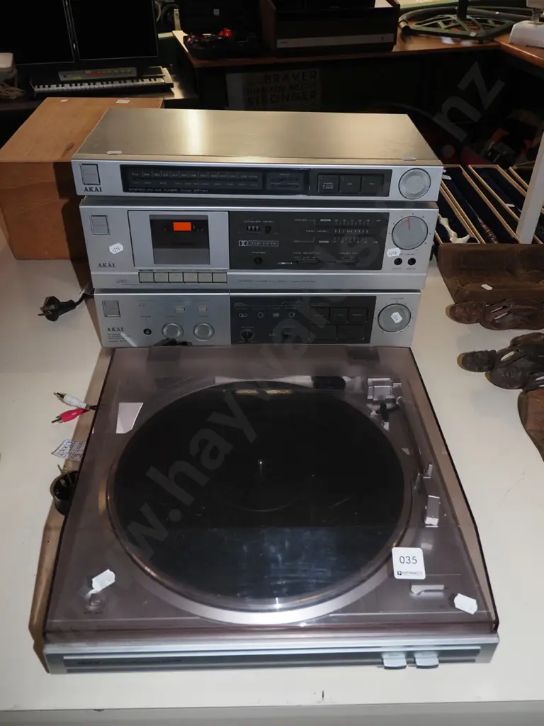 Denon turntable, Akai tuner, tape cassette, amplifier Image 1++