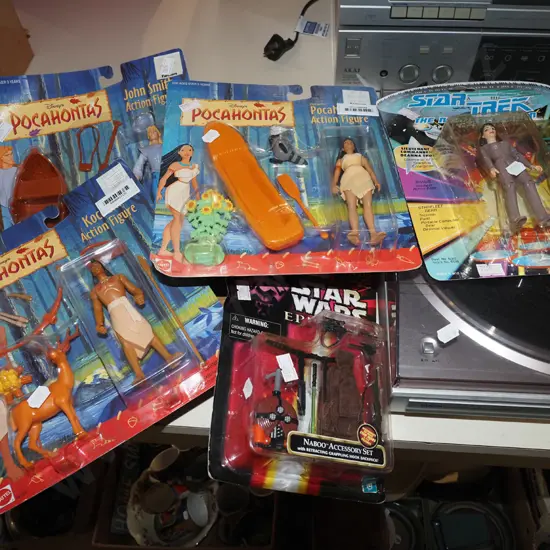 box; carded figurines, Star Trek, Star Wars etc