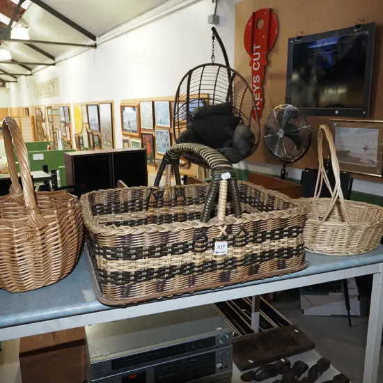3x cane baskets