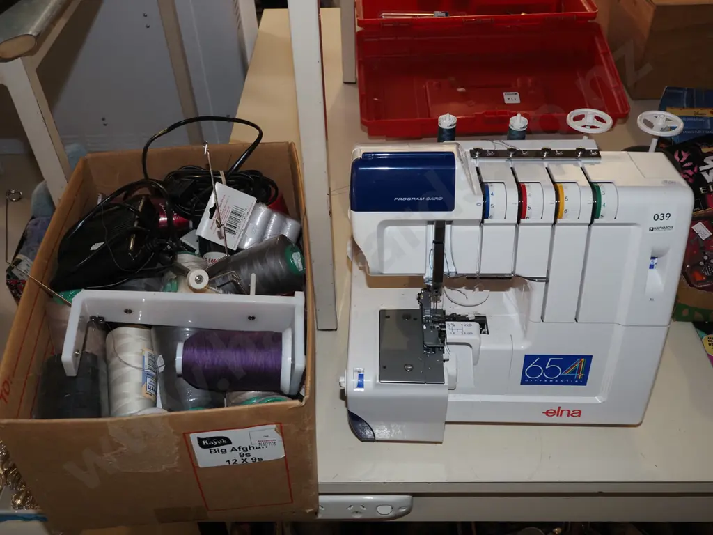 Elna 654 spool overlocker and accessories and threads Image 1++