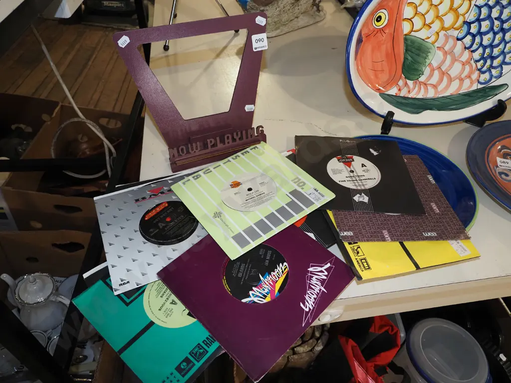 record stand, various 45s Image 1++