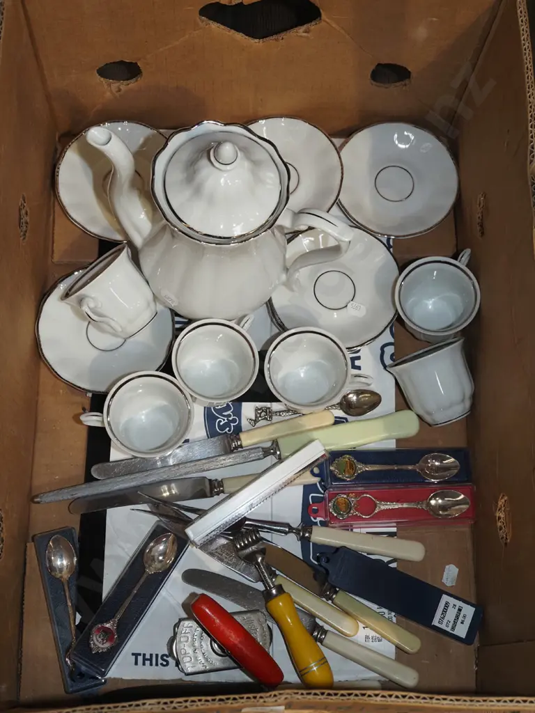 Polish white and silver coffee set, teaspoons etc Image 1++