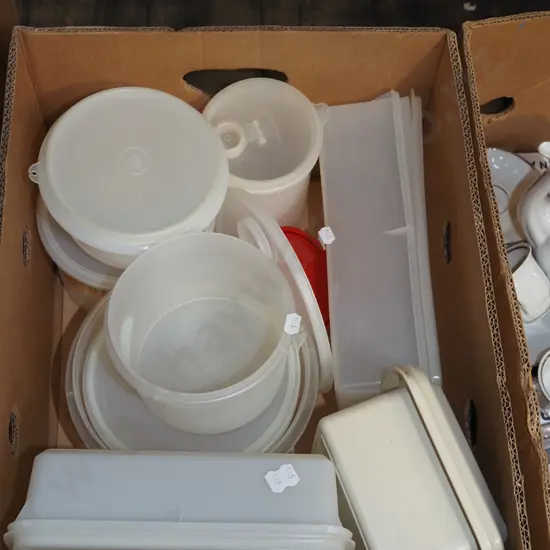 box of Tupperware containers