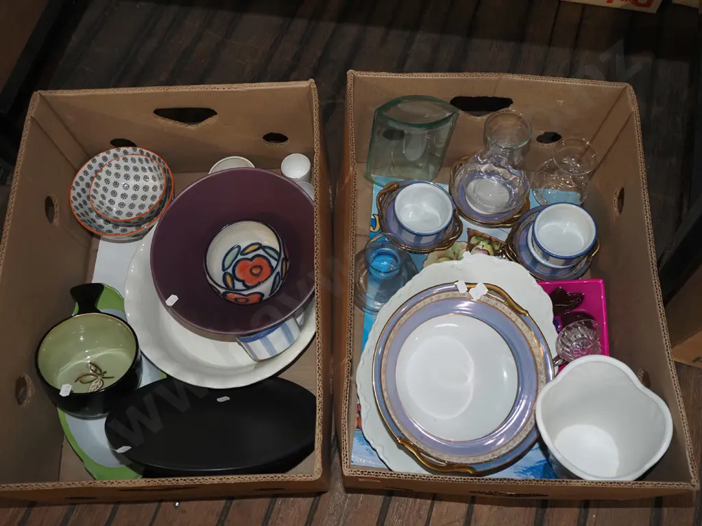 2x boxes; bowls, glassware, vase etc Image 1++