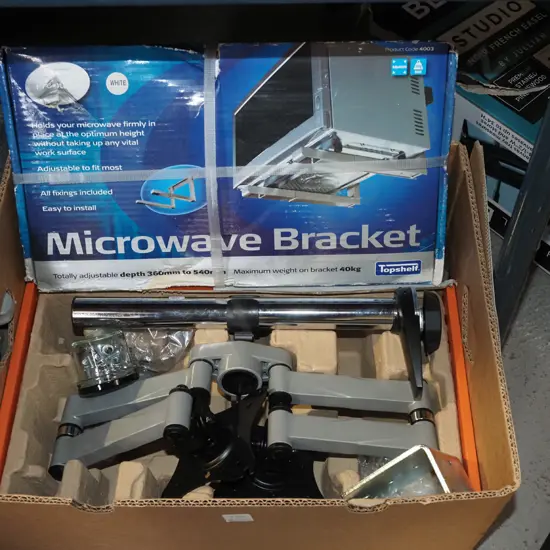 articulated computer monitor arm, microwave bracket
