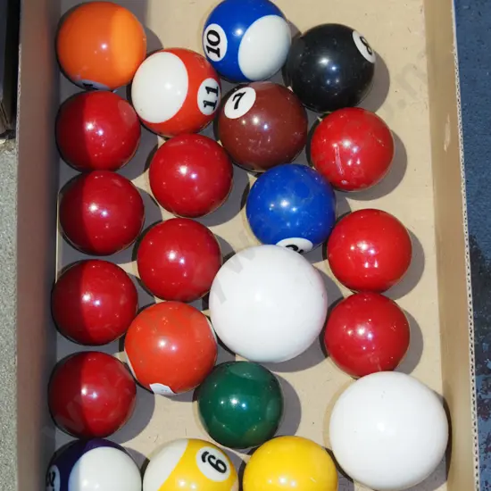 box; pool balls
