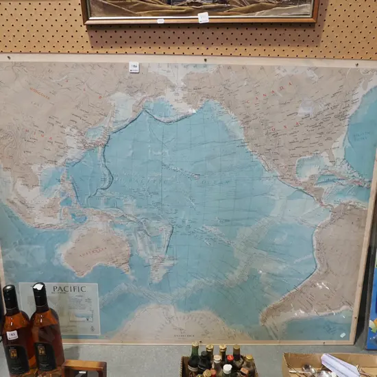 map of the Pacific Ocean behind perspex H870 W1100