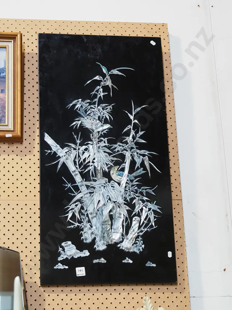 mother of pearl inlaid picture - bamboo and birds Image 1++