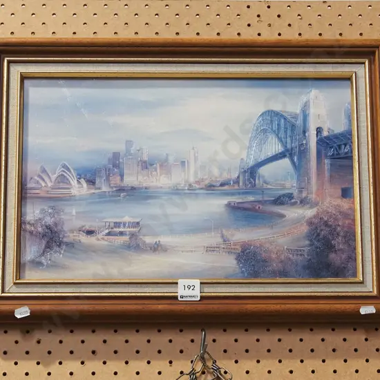 framed oil - Sydney Harbour scene