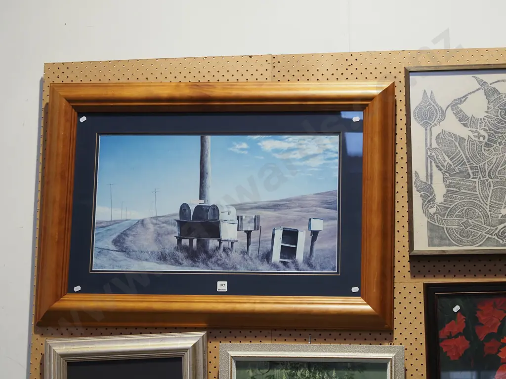 framed Grahame Sydney poster print - letter boxes Image 1++