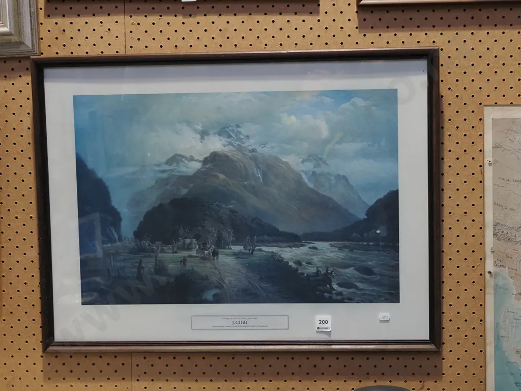 framed J Gibb historic print - Otira 1887 Image 1++