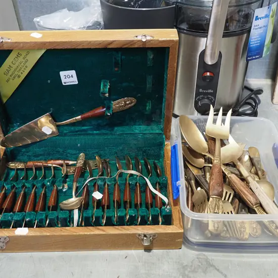 case and container of Thai wood-handled cutlery