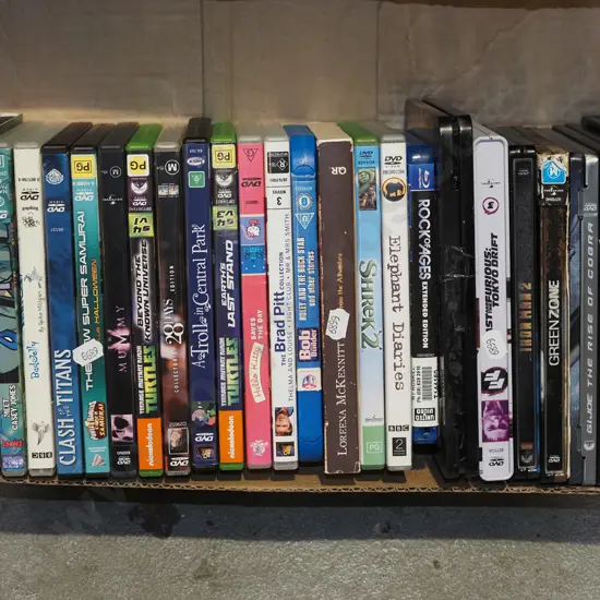 box of DVDs