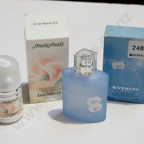 2x boxes of perfume, Givency Into The Blue eau de toilette 50ml & Cacharel Anais Anais eau de toilette 30ml