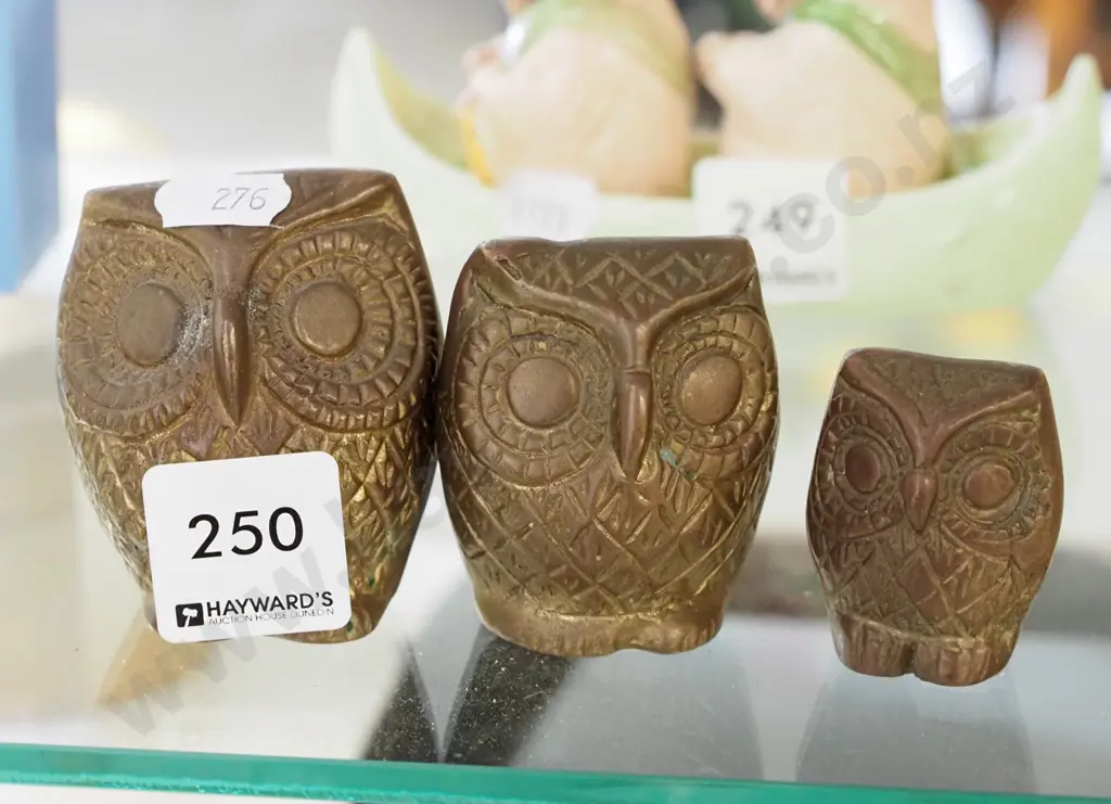 3x brass owl figurine Tallest H60 Image 1++