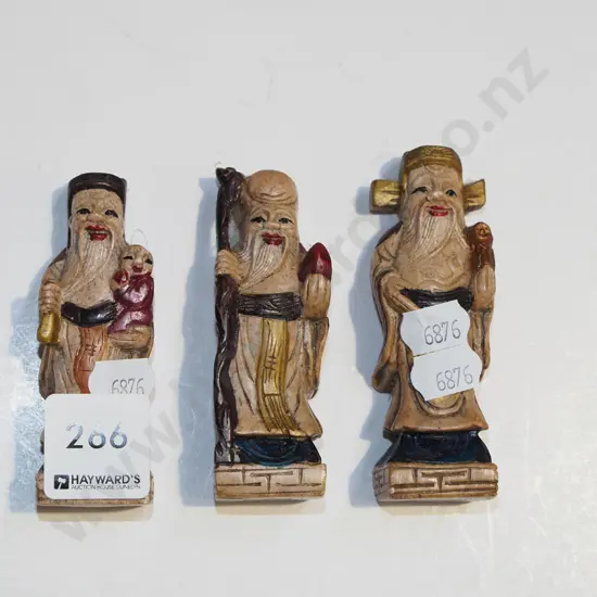 3x small stone Chinese figurines H90