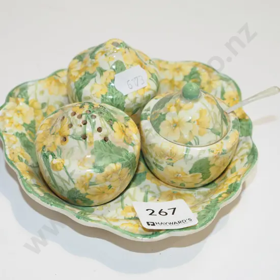 Crown Ducal floral condiment set
