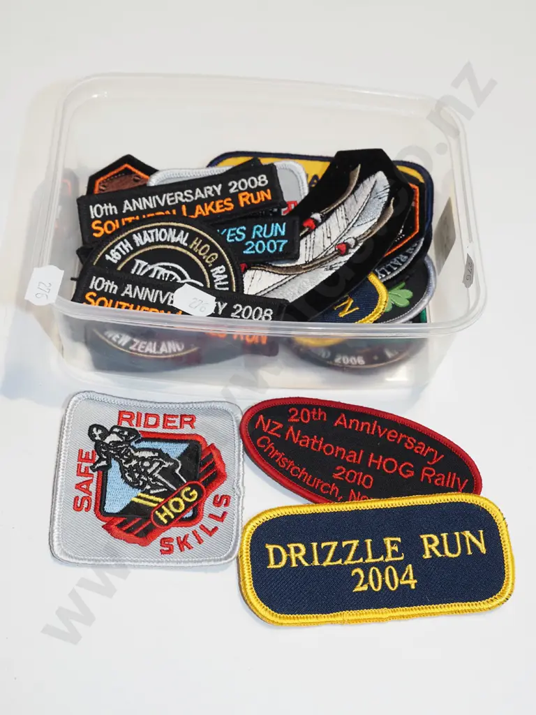tray of motorcycle sew on badges Image 1++