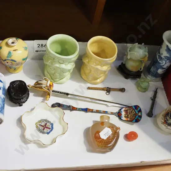 tray; egg cups, letter openers, small vases etc