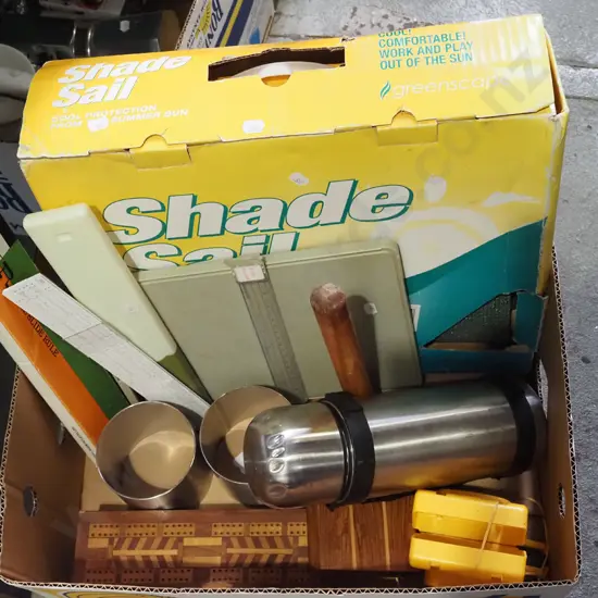box; shade sail, paper towel dispenser, slide rule etc