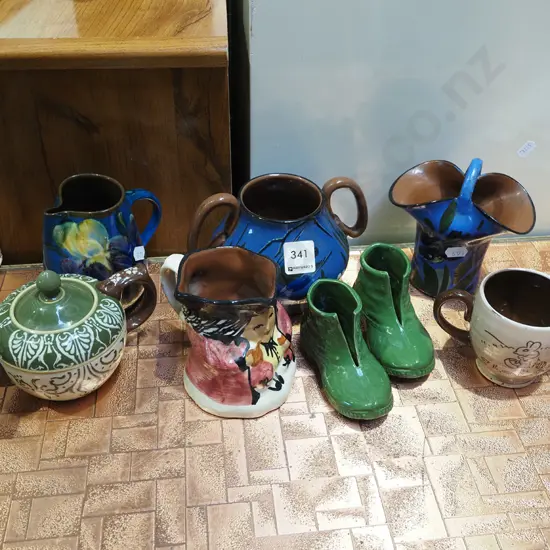 Torquay Ware baskets, vase, cermaic boots etc