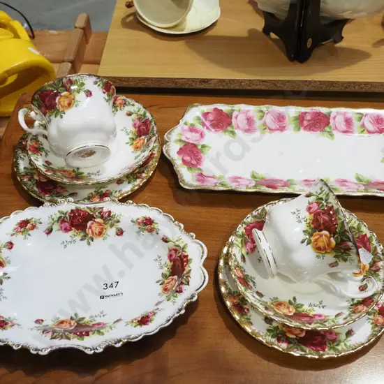 Royal Albert old country rose trios, sandwich plate, old English rose sandwich plate
