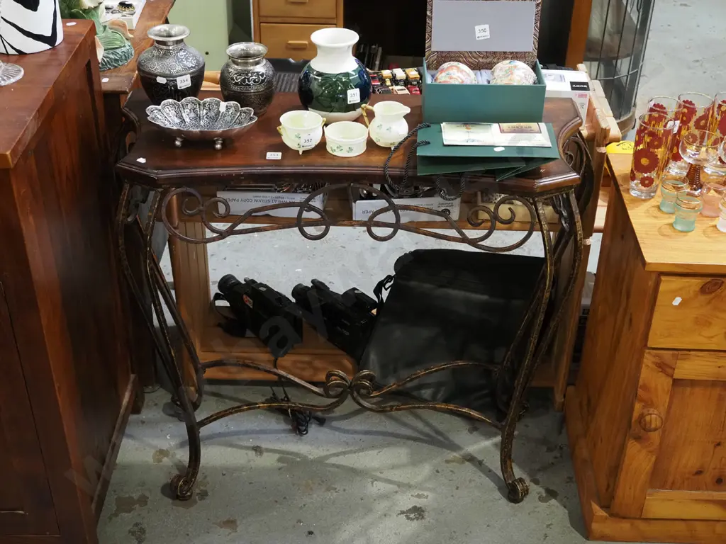 wrought metal based mdf top hall table H825 W880 D340 Image 1++