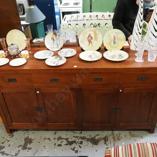 solid pine 4 door, 4 drawer sideboard with campaign handles H950 W1850 D520