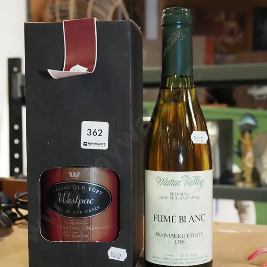 Westpac special old port , Matua Valley fume blanc 1986 375ml