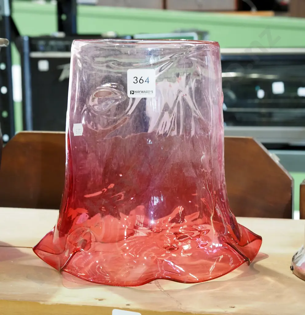 pressed pink glass light shade - missing journal H210 Image 1++