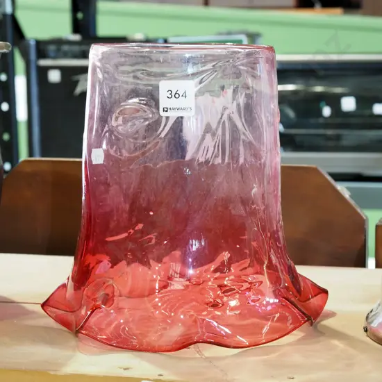 pressed pink glass light shade - missing journal H210