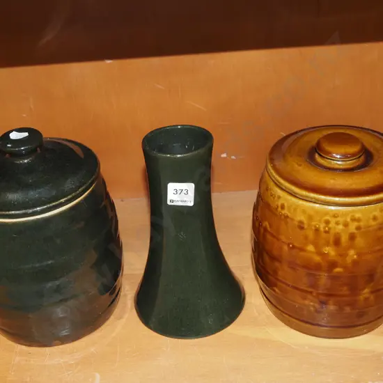 2x lidded storage canisters, vase H200