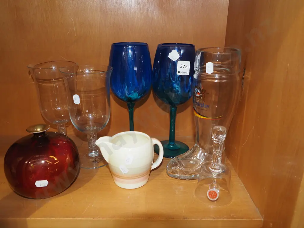 beer glass boot, wine glasses, vase, Susie Cooper jug etc Boot H230 Image 1++