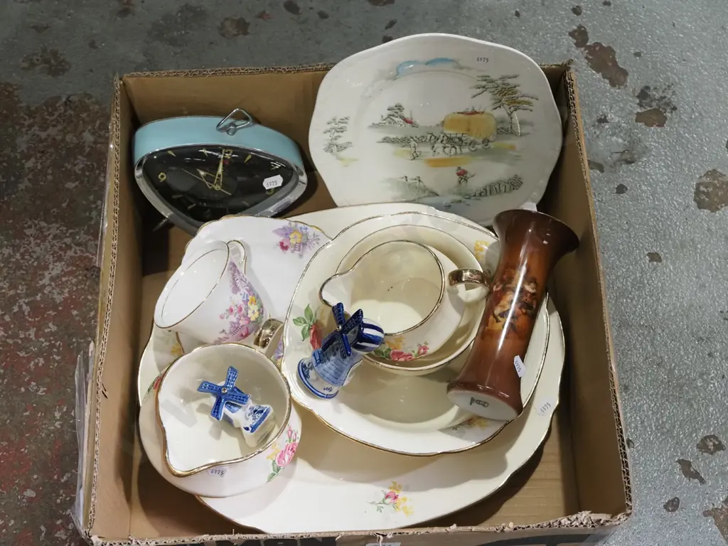 box; Chinese mid century alarm clock, bowls, jugs etc Image 1++