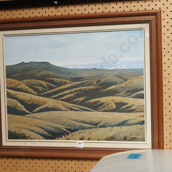 P Munro - framed oil on board - landscape