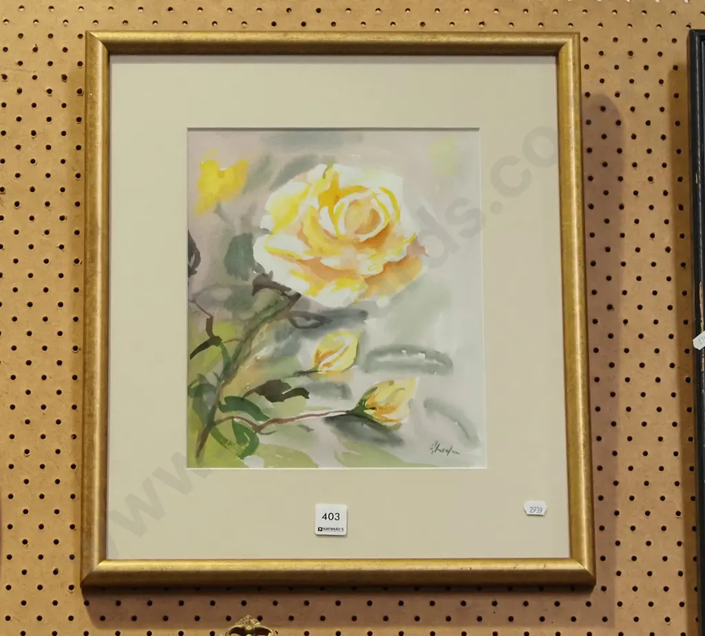 framed watercolour - yellow roses Image 1++