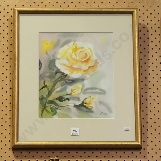 framed watercolour - yellow roses