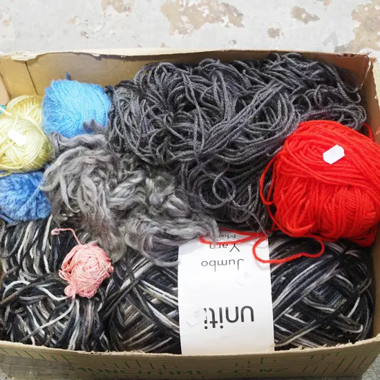 box of knitting yarn