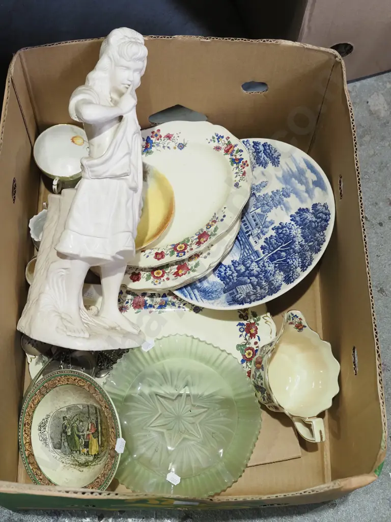 box; jugs, figurine, crucifix, plates etc Image 1++