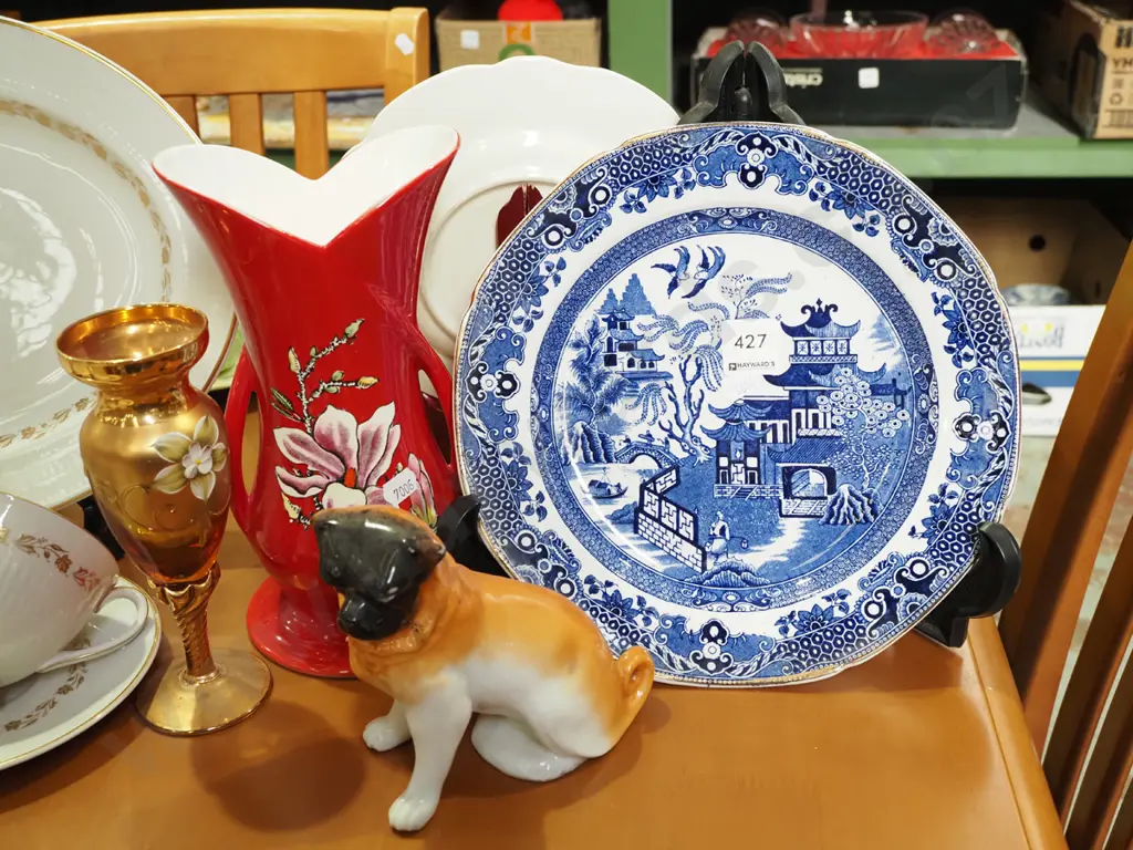 willow pattern plate, Royal Winton jug - crack, Italian vase etc Image 1++