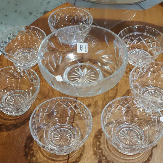cut crystal sweet bowl, 7x unmatched bowls
