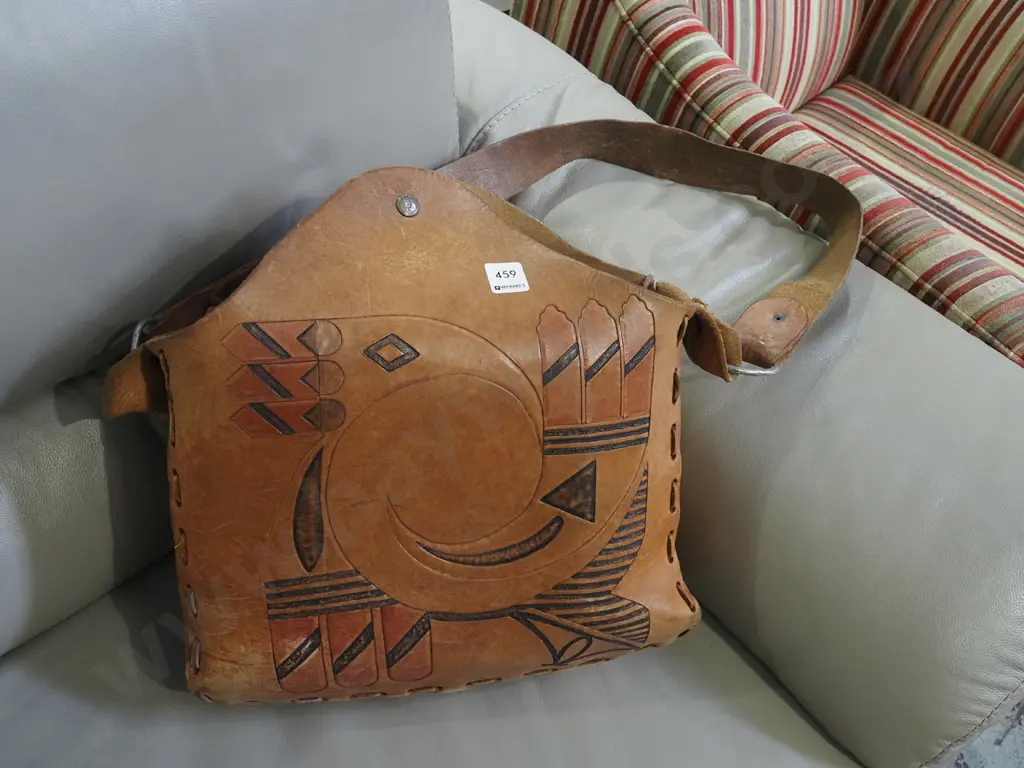 heavy tooled leather hand bag Image 1++