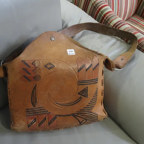 heavy tooled leather hand bag