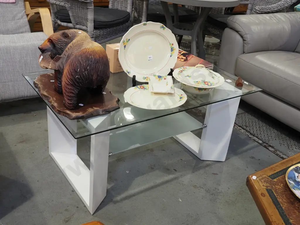 bevelled edge glass  2 tier coffee table H450 W1000 D600 Image 1++
