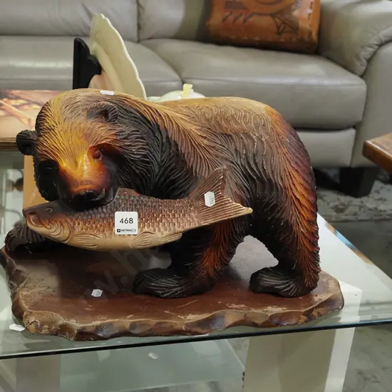 hand carved Japanese bear figurine W420