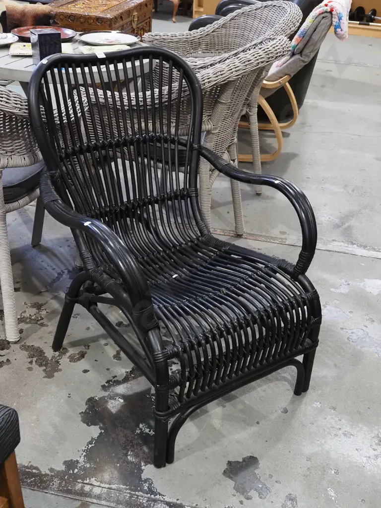 black painted cane armchair Image 1++