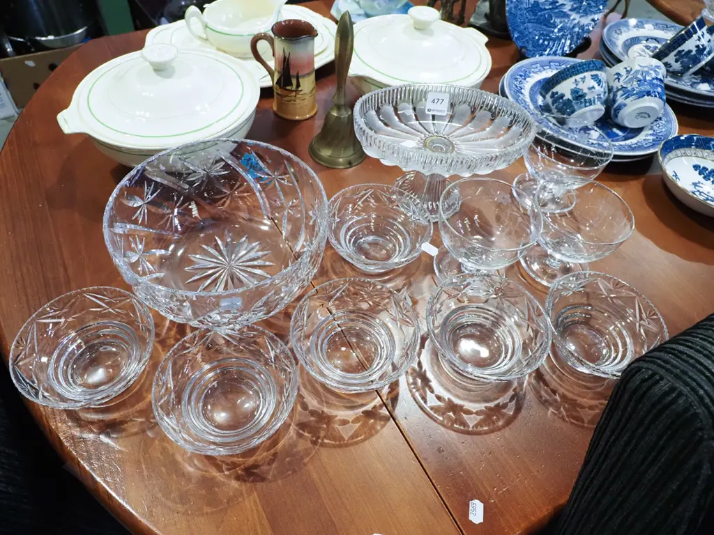 cut crystal sweet bowl, 6x dishes, 4x comports Image 1++