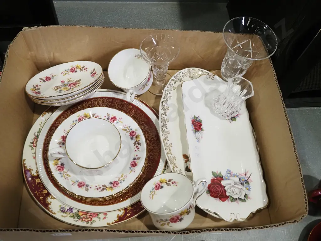 box of trios, plates, crystal vase etc Image 1++